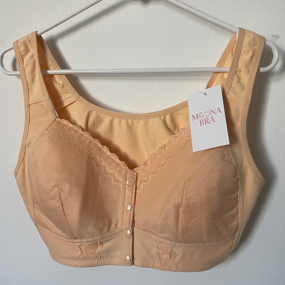 Moona Bra Nude Front Closure Comfort Bra NWT XL Cotton Blend
